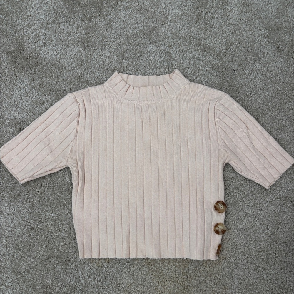 Pink mock neck crop top